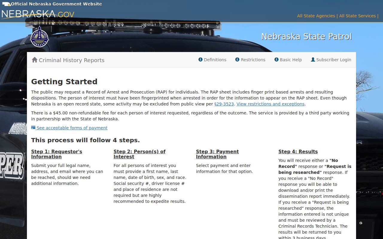 Burt County warrant records Nebraska State Patrol history search