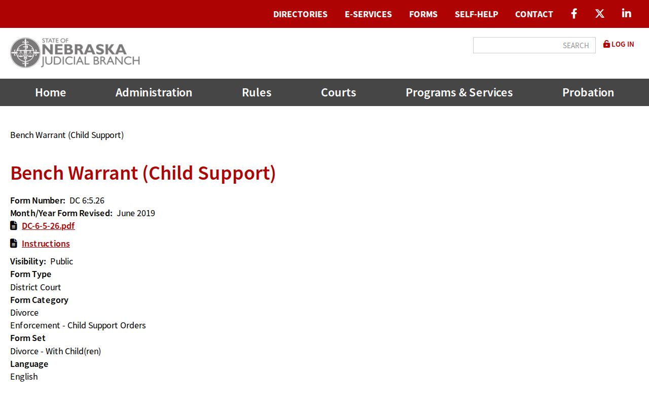 Burt County bench warrant search child-support form
