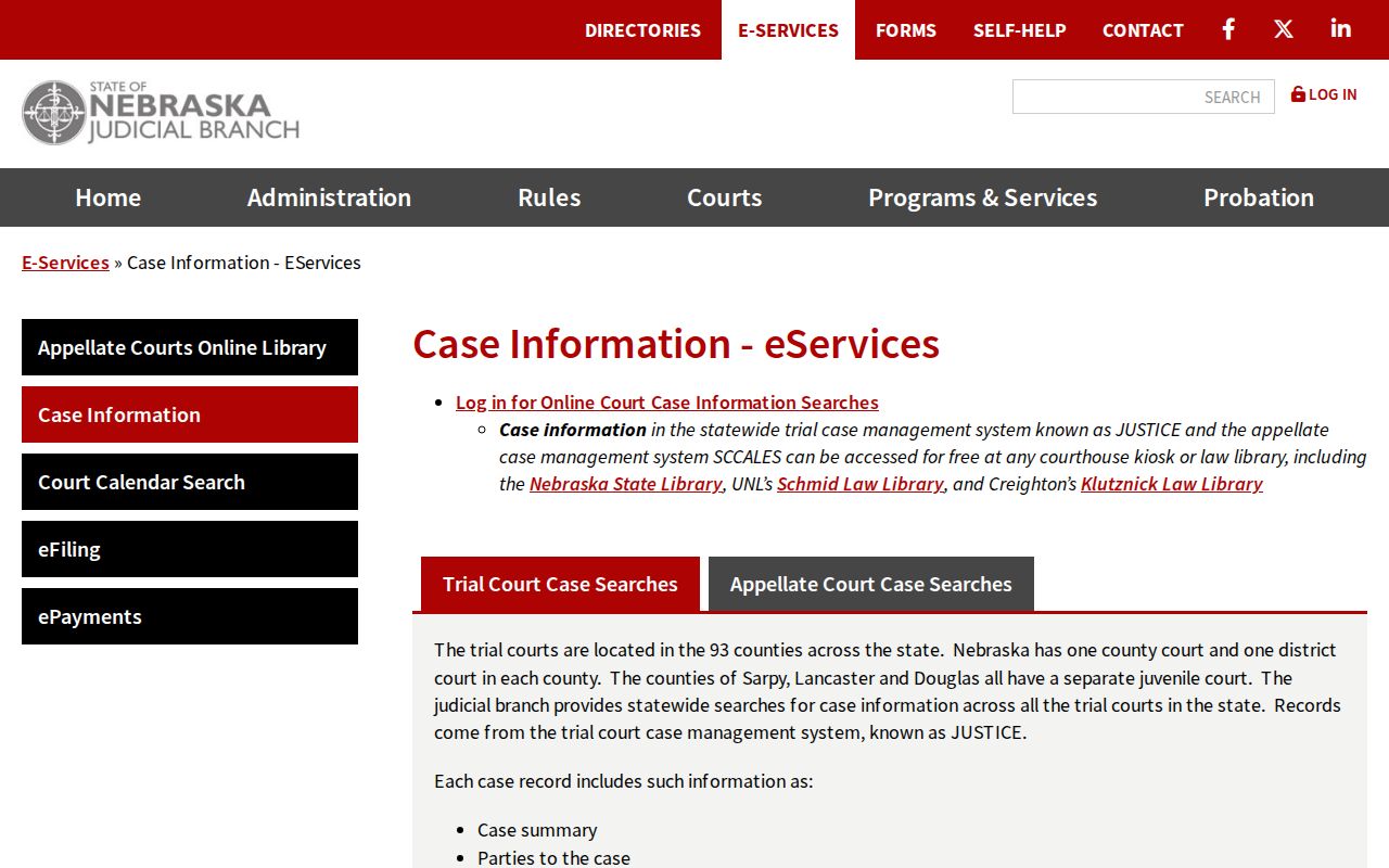 Burt County warrant records JUSTICE case search